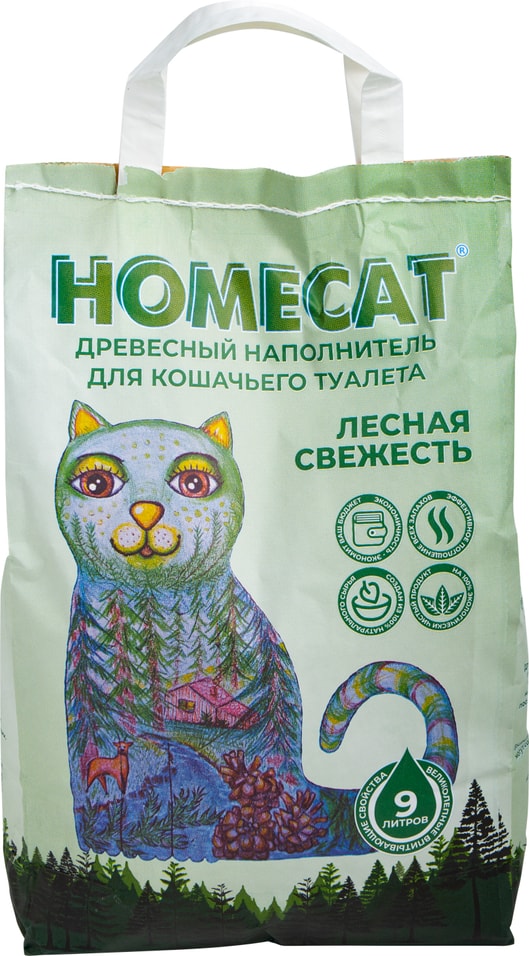Наполнитель для кошачьего туалета Homecat Древесный 9л