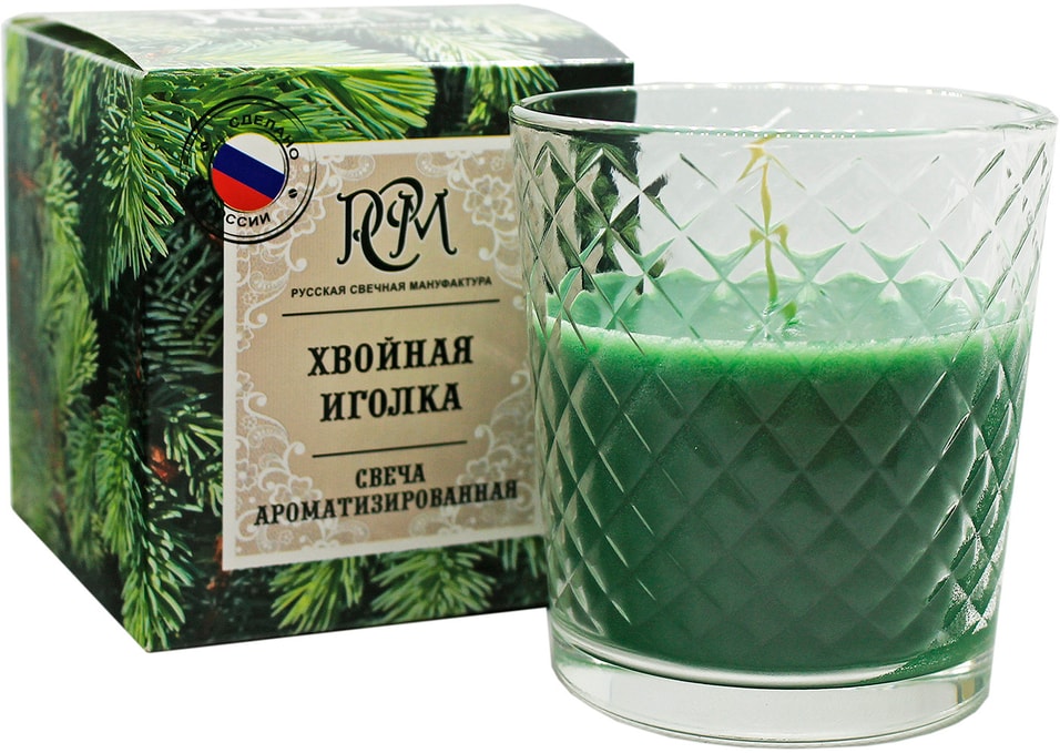 Свеча ароматизированная РСМ Хвойная иголка в стакане от Vprok.ru