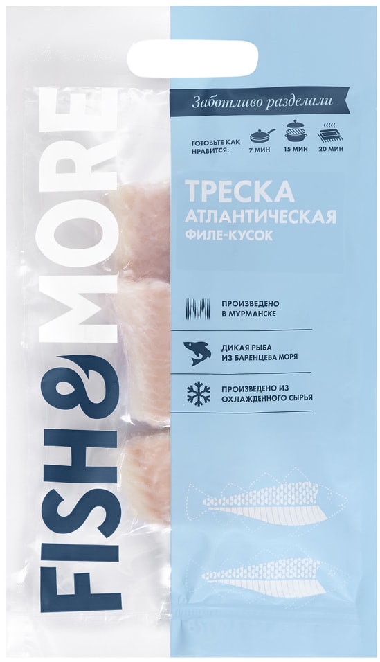Треска Fish&More атлантическая филе-кусок 400г