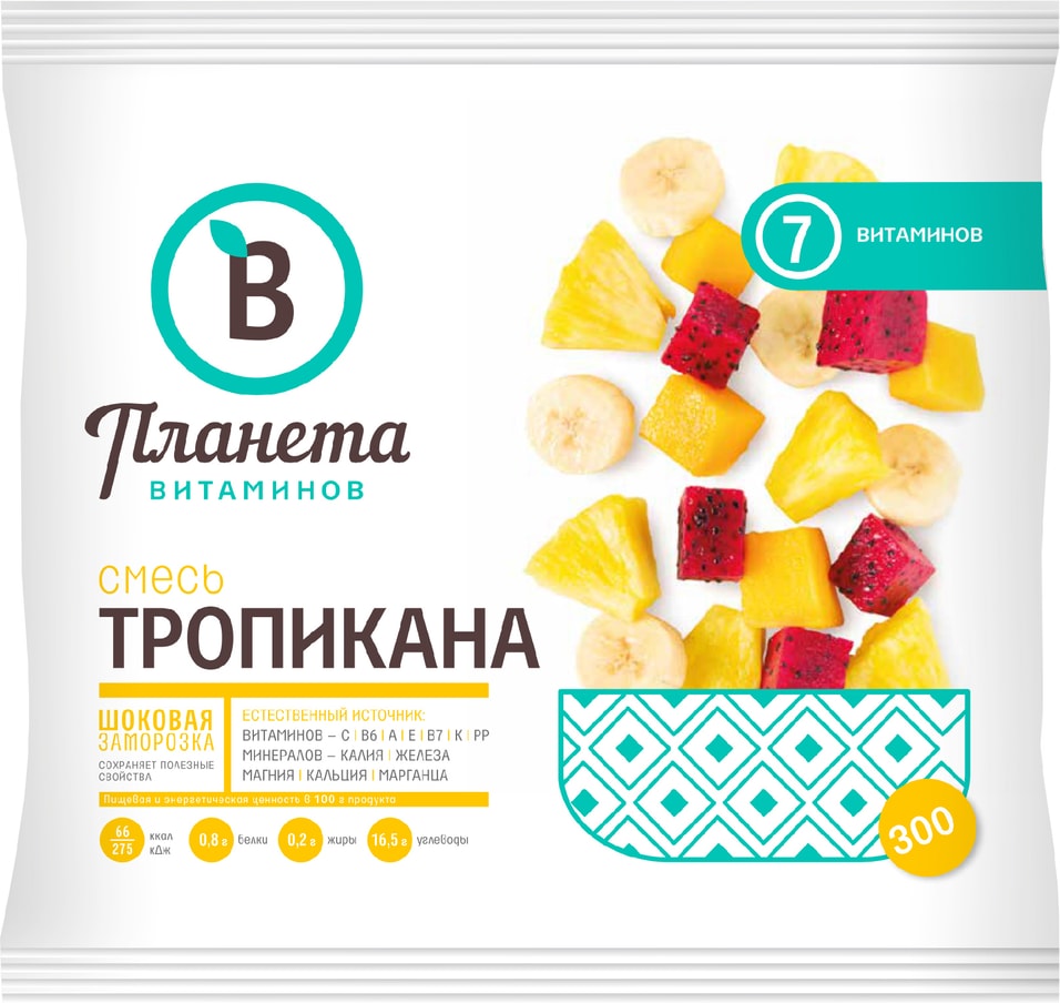 Смесь фруктовая Планета Витаминов Тропикана быстрозамороженная 300г