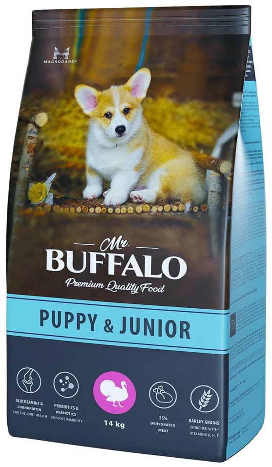 Сухой корм для щенков Mr.Buffalo Puppy&Junior с индейкой 14кг