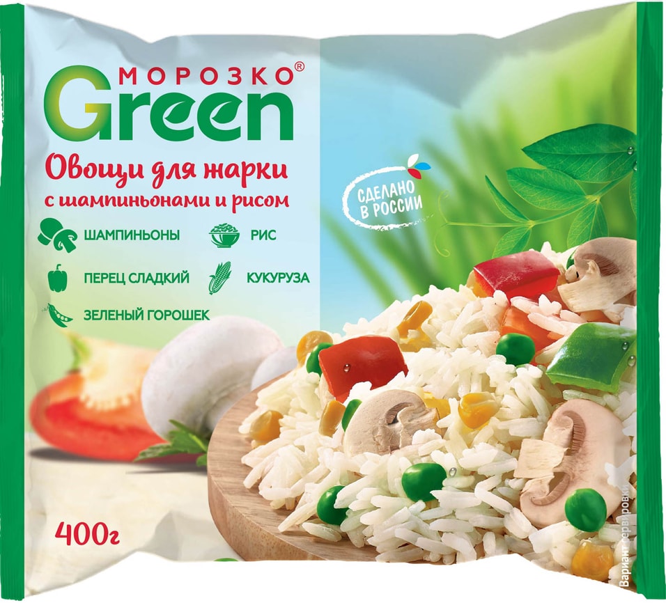 Отзывы о Овощи для жарки Морозко Green с шампиньонами и рисом 400г