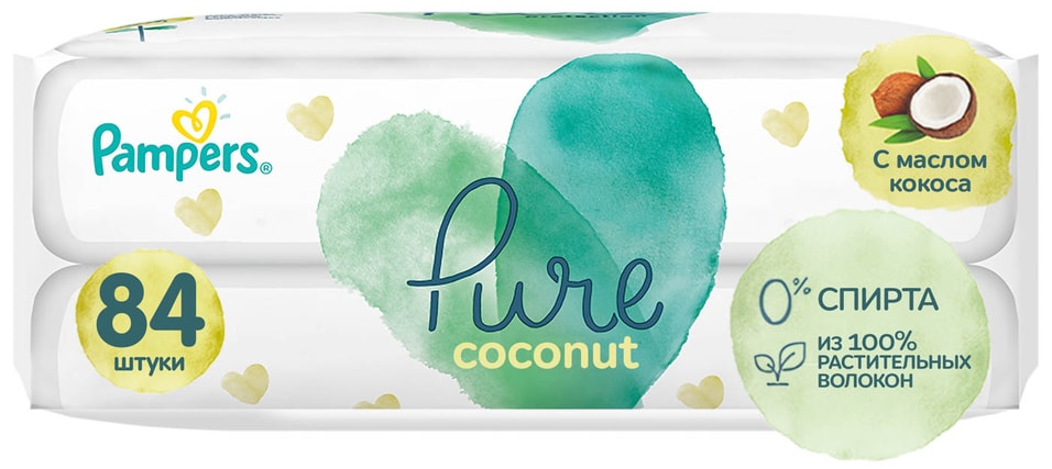 Салфетки влажные Pampers Pure Coconut детские 84шт
