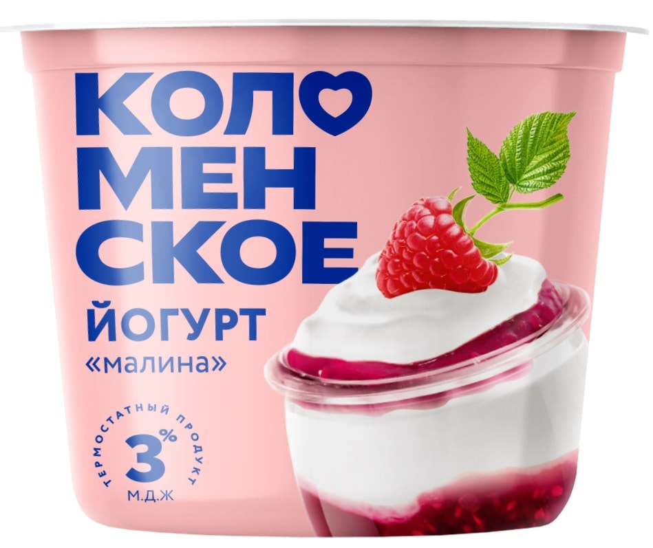 Йогурт Коломенский термостатный Малина 3% 130г