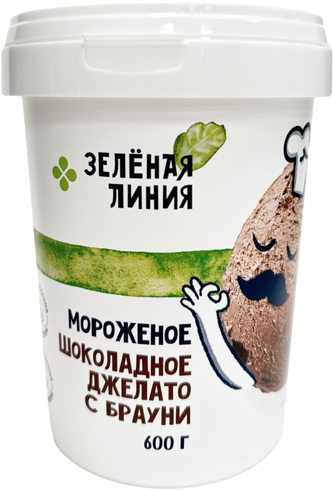 Мороженое Шоколадное джелато Зеленая линия с брауни 600г