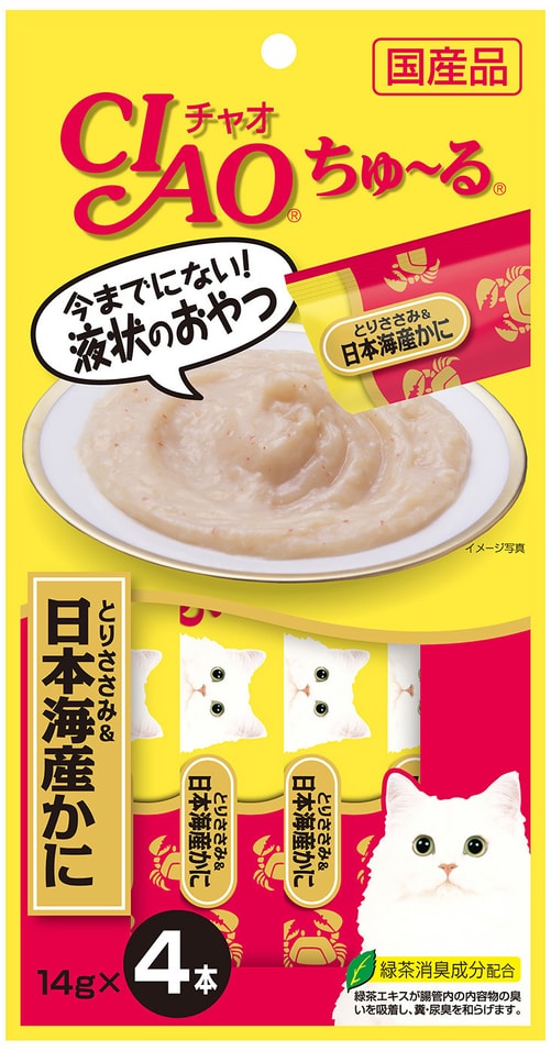 Лакомство для кошек Inaba Ciao Churu Куриное филе с японским крабом 14г*4шт