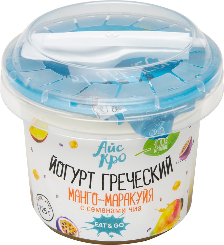Йогурт Icecro Греческий Манго-Маракуйя с семенами чиа 3% 125г