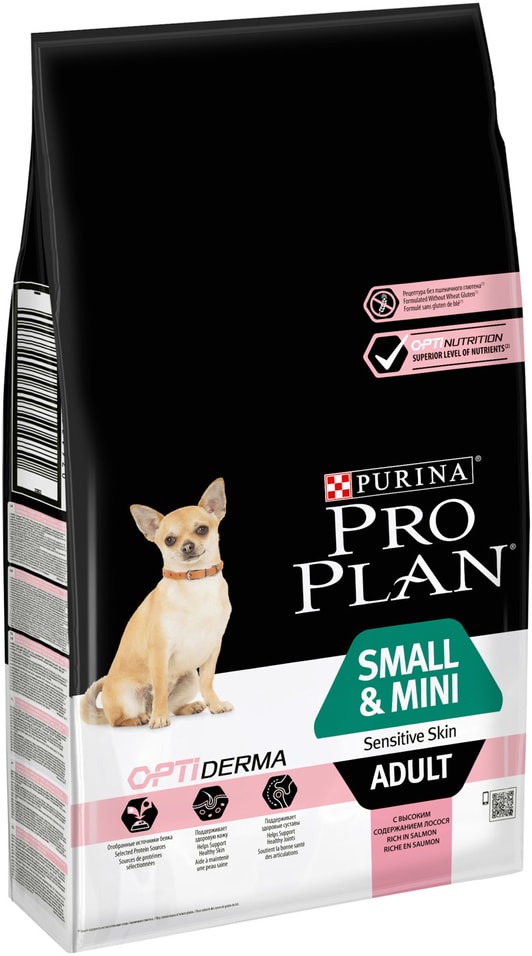 Сухой корм для собак Pro Plan Optiderma Small&Mini Adult Sensitive Skin для мелких пород для здоровья кожи и шерсти с ло