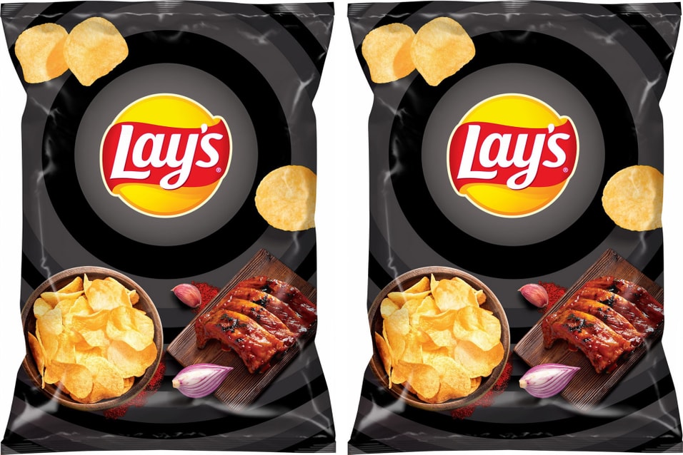 Чипсы Lays Ребрышки гриль 140г (упаковка 2 шт.)