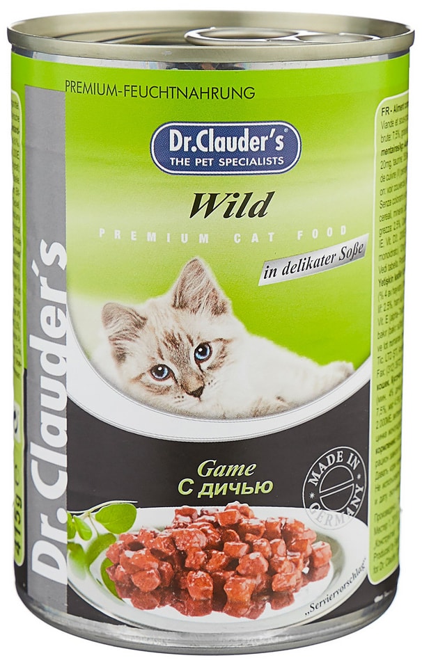 Влажный корм для кошек Dr.Clauders с дичью 415г