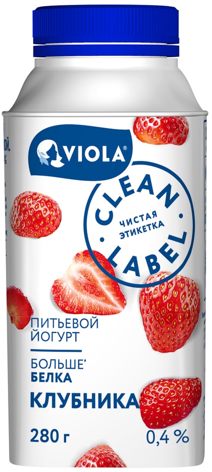 Йогурт питьевой Viola Clean Label Клубника 0.4% 280г