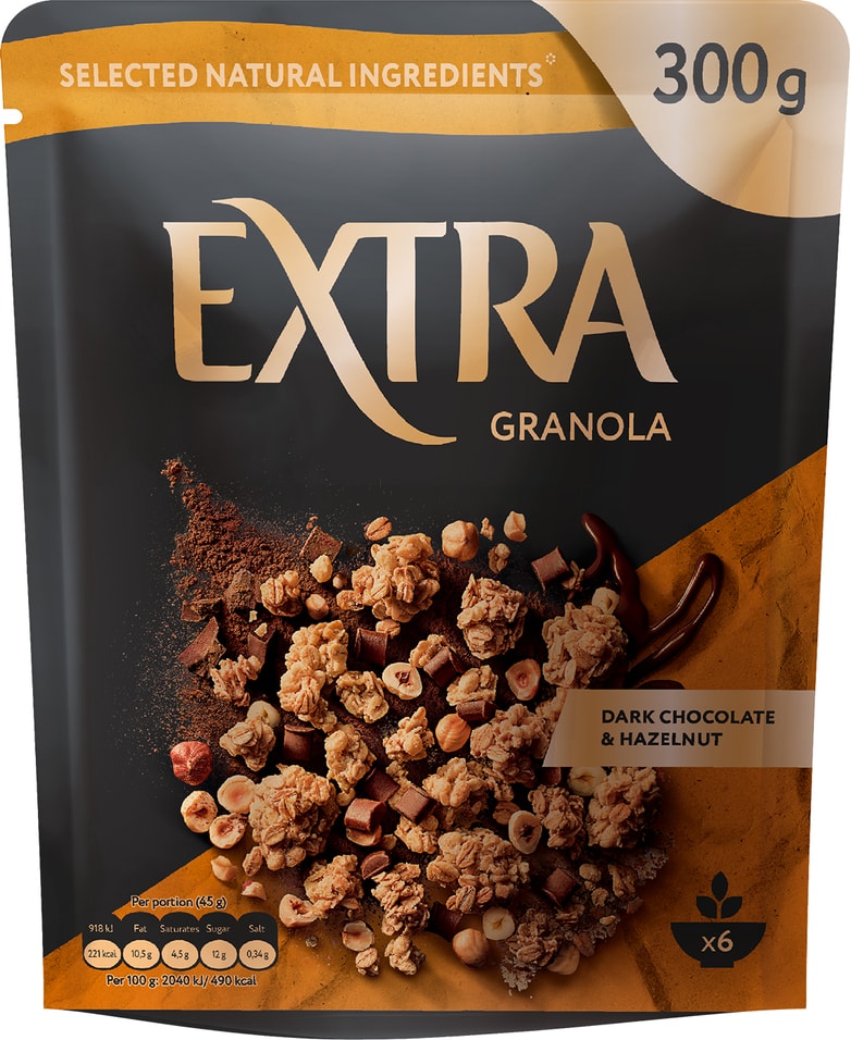 Гранола Extra темный шоколад фундук 300г