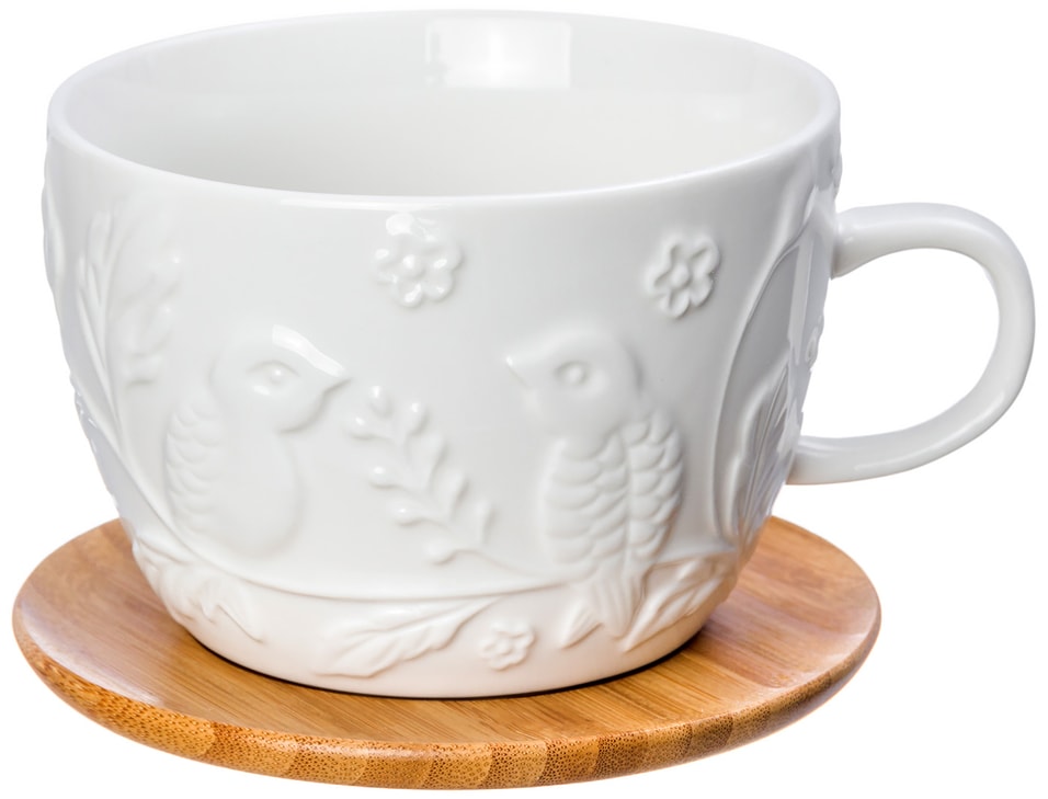 Чашка Elan Gallery Птички на ветке для капучино и кофе латте 500мл от Vprok.ru