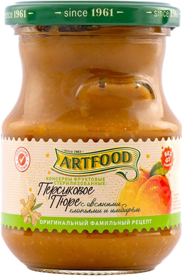 Пюре персиковое Art Food с овсяными хлопьями и имбирем 270г