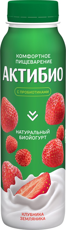 Био йогурт питьевой АКТИБИО С бифидобактериями клубника земляника 1.5% 260г