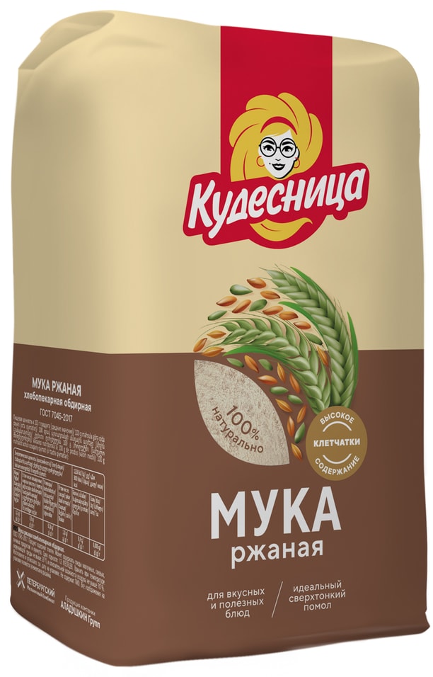 Мука Кудесница ржаная 1кг - Vprokru Перекрёсток 73₽
