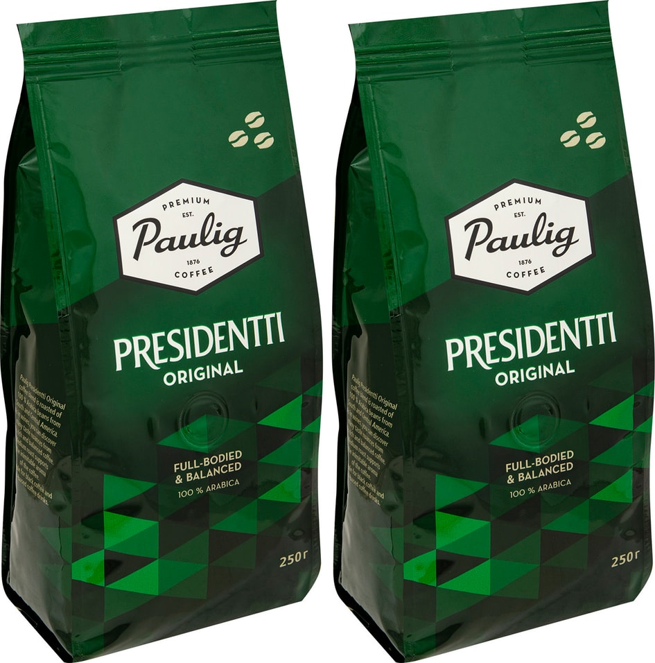Кофе в зернах Paulig Presidentti Original 250г (упаковка 2 шт.)