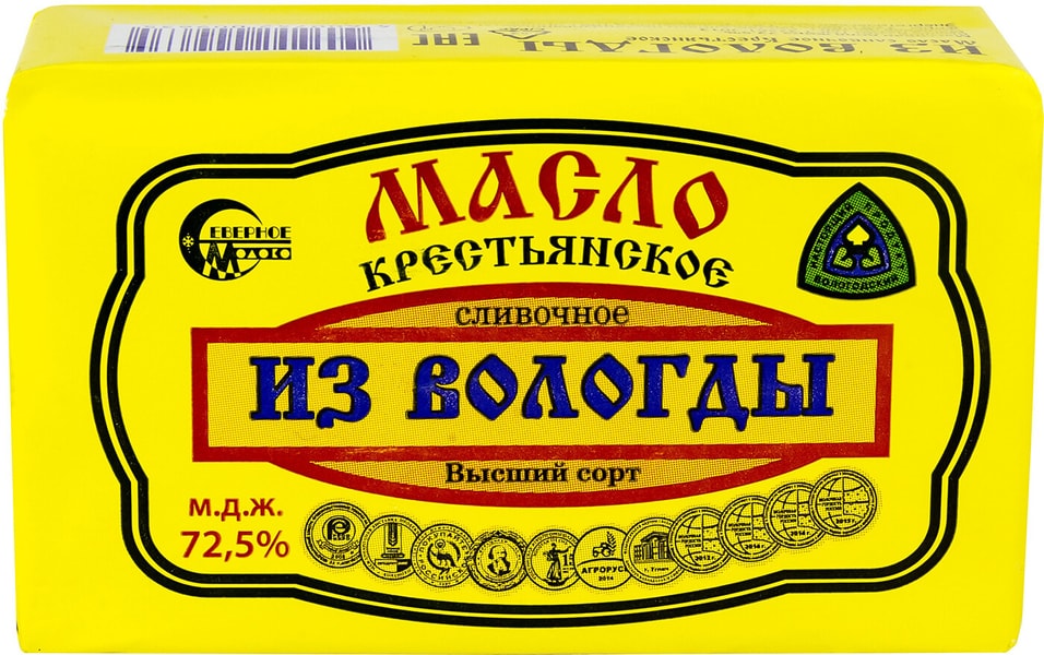 Масло сливочное Крестьянское из Вологды 72.5% 180г