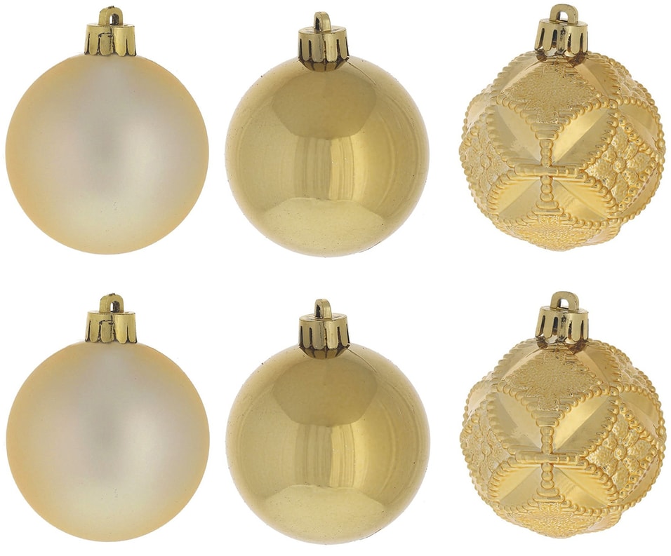 Набор елочных шаров Вензель золотой 6см 6штс доставкой!