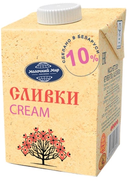Сливки питьевые стерилизованные 10% 500гс доставкой!