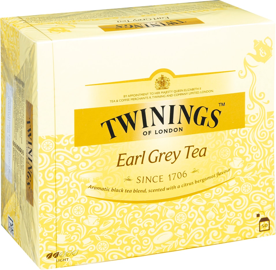Чай черный Twinings Earl Grey с бергамотом 50*2г