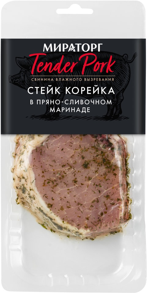 Стейк Мираторг свиной Корейка в пряно-сливочном маринаде 250г