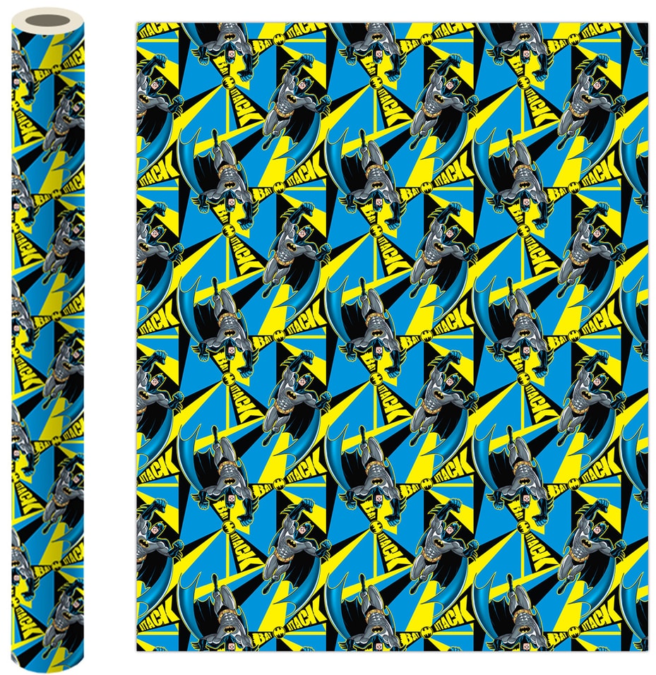 Бумага упаковочная Batman голубая с желтым 70*100см 2шт