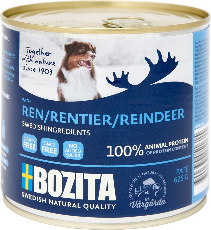Корм для собак Bozita Reindeer мясной паштет с оленем 625г (упаковка 12 шт.)