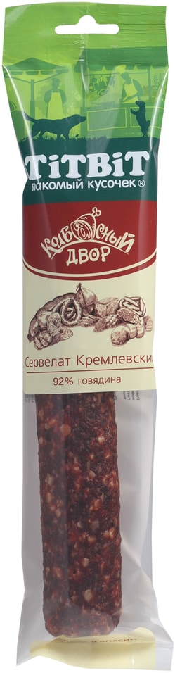 Лакомство для собак TiTBiT Колбасный двор Сервелат Кремлевский 200г (упаковка 3 шт.)