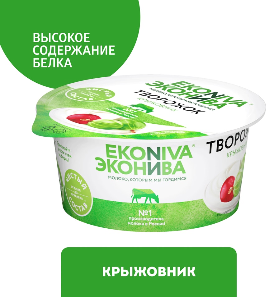 Творожок ЭкоНива с крыжовником 5% 125г. Закажите онлайн!