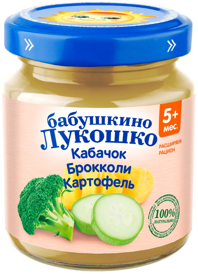 Пюре Бабушкино Лукошко Кабачок-Брокколи-Картофель с 5 месяцев 100г 59₽