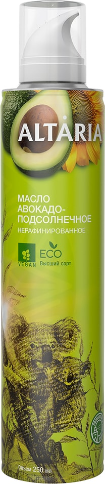 Масло Altaria авокадо подсолнечное нерафинированное 250мл