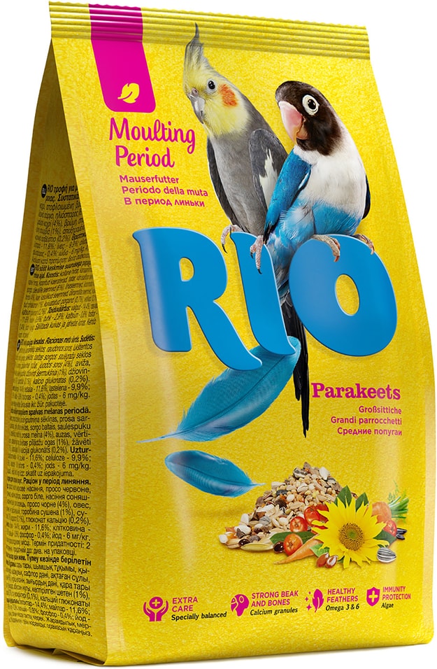 Корм для птиц Rio для средних попугаев в период линьки 1кг