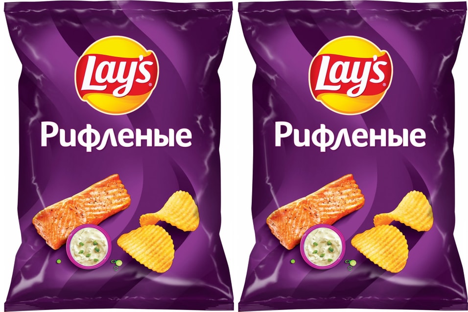 Чипсы Lays Рифленые Лосось в сливочном соусе 140г (упаковка 2 шт.)