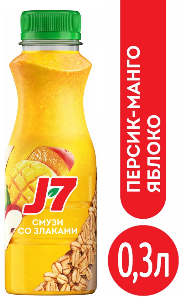 Коктейль J7 Полезный перекус Яблоко персик и манго 300мл