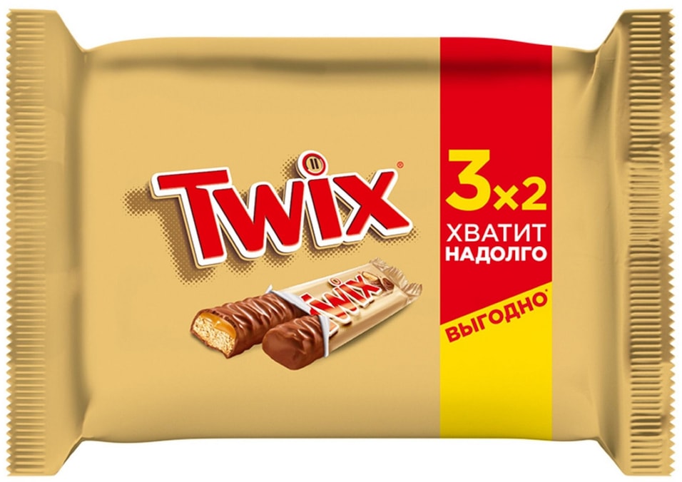 Шоколадный батончик Twix с карамелью и шоколадом 165г