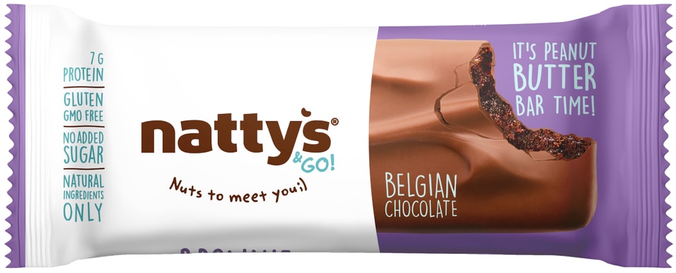 Шоколадный батончик Nattys&Go Brownie в молочном шоколаде с арахисовой пастой и какао 45г