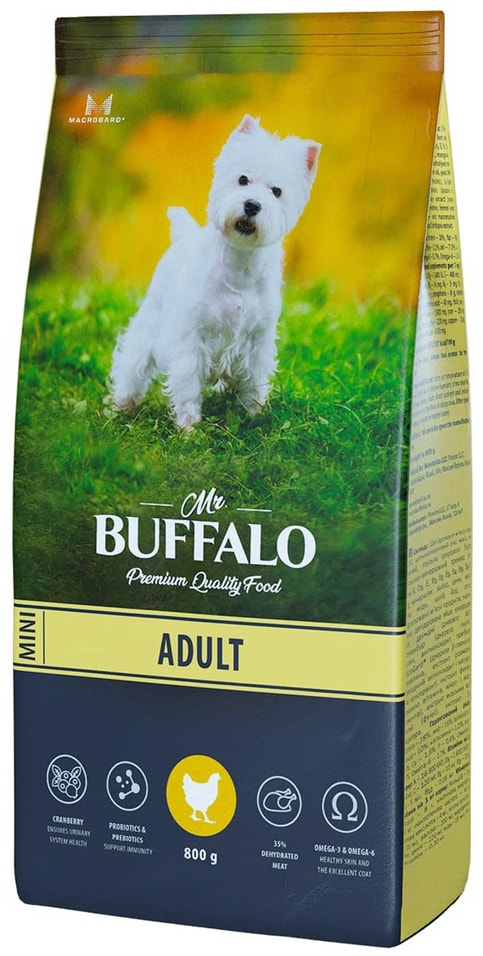 Сухой корм для собак MrBuffalo Adult Mini с курицей 800г 377₽