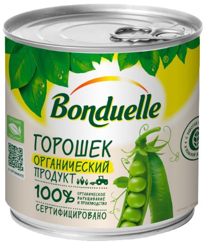 Горошек Bonduelle зеленый органик 425мл
