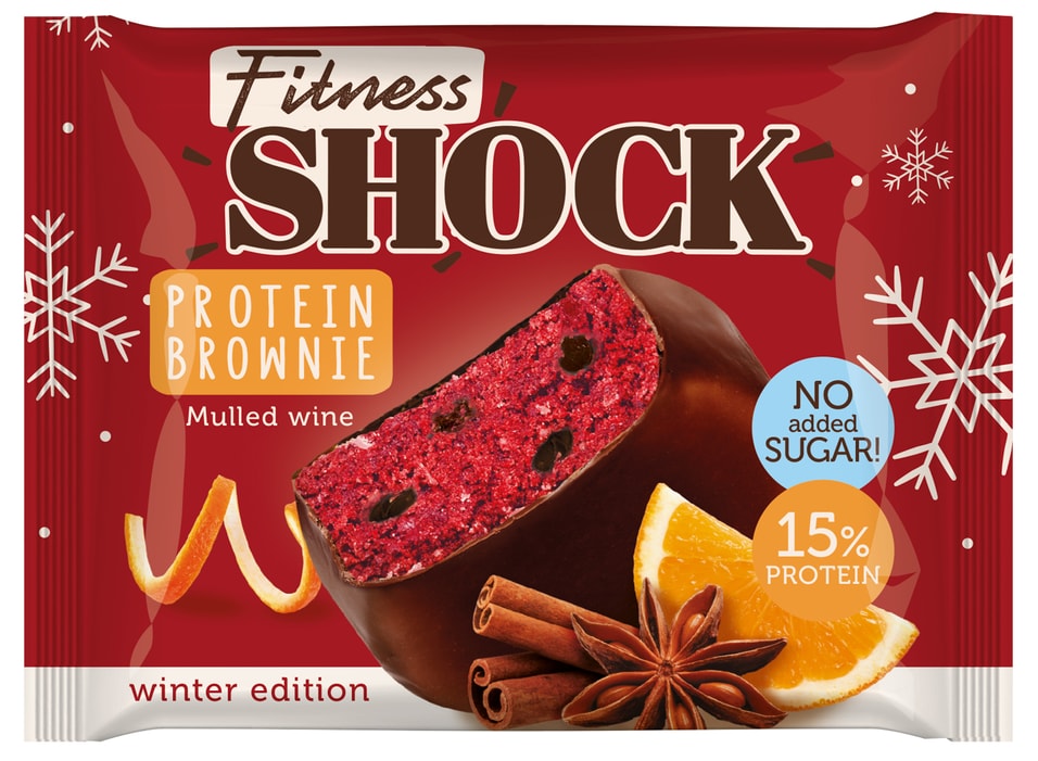 Пирожное FitnesShock глазированное Брауни Глинтвейн 50г