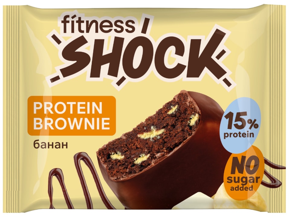 Пирожное FitnesShock Глазированное брауни банан 50г 110₽