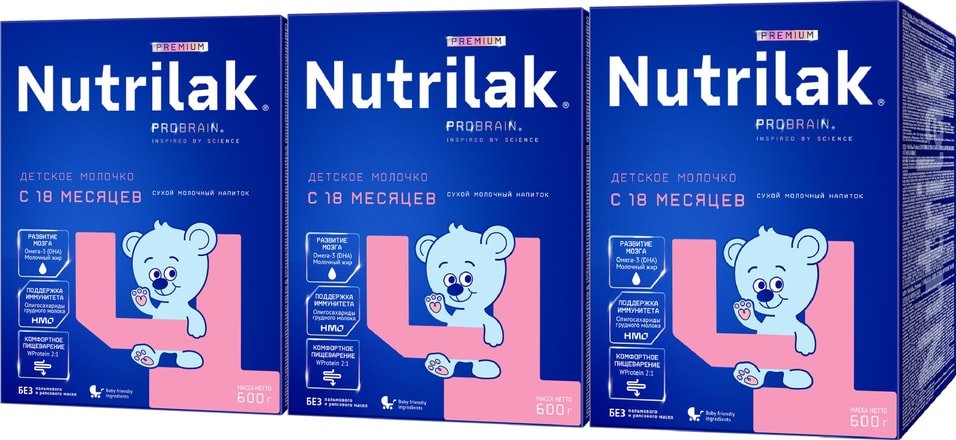Напиток молочный сухой Nutrilak Premium 4 600г (упаковка 3 шт.)