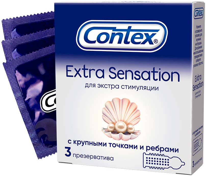 Презервативы Contex Extra Sensation с крупными точками и ребрами 3шт