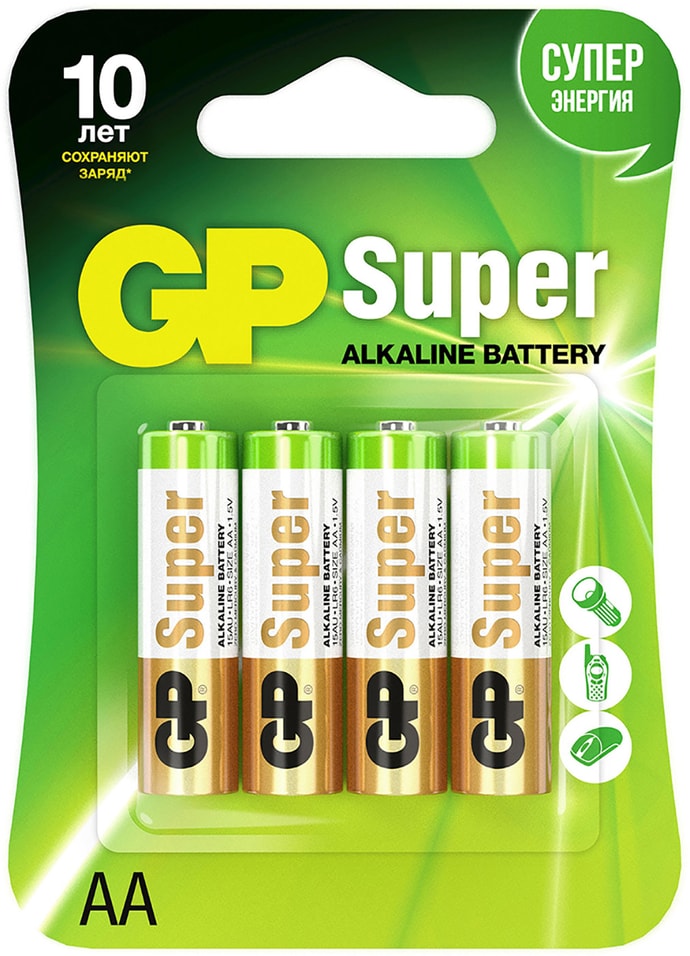 Батарейки GP Super 15A LR6 АА 4шт