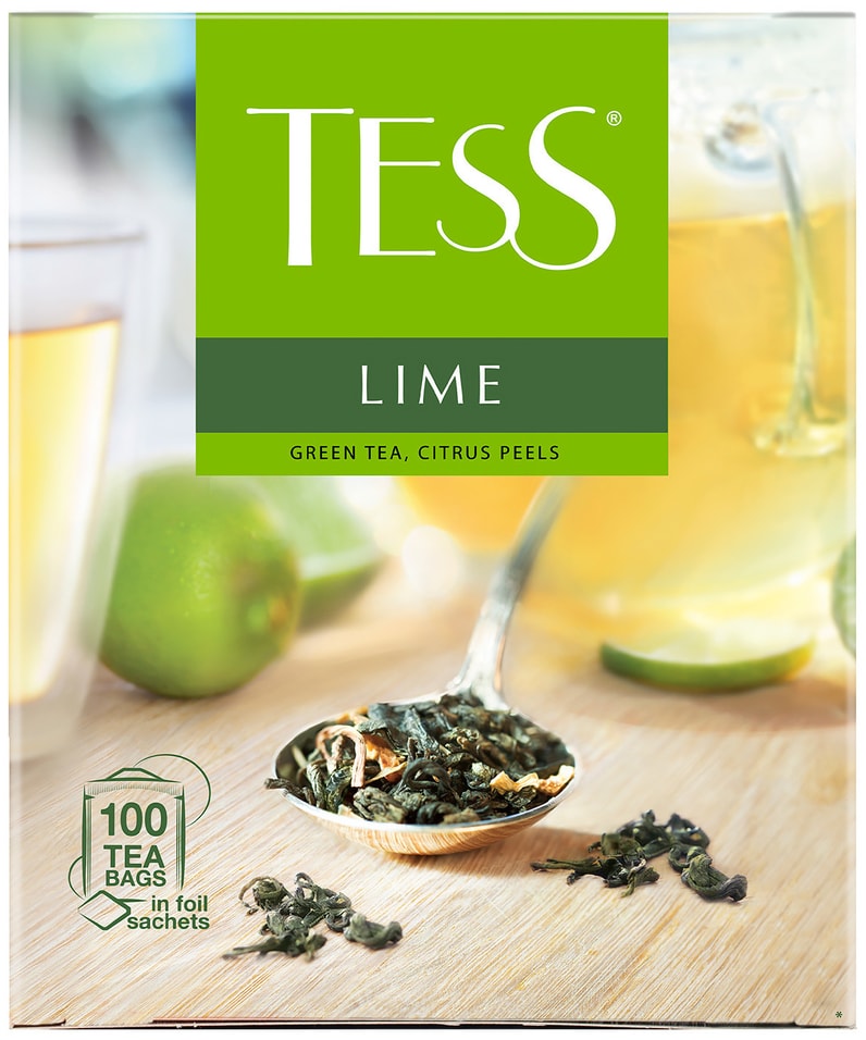 Чай зеленый Tess Lime 100*1.5г от Vprok.ru