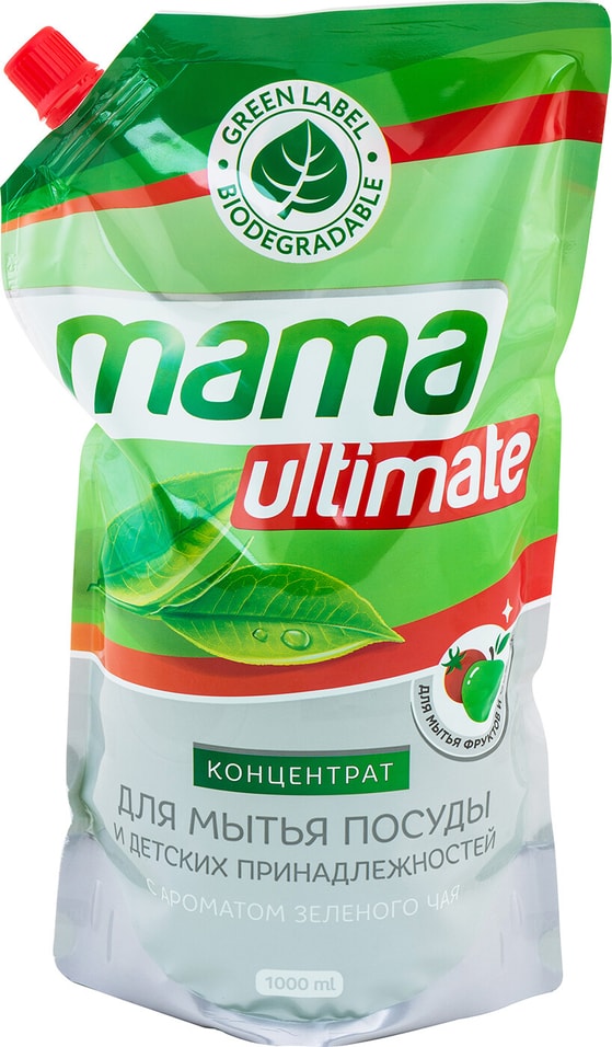 Концентрат для мытья посуды и детских принадлежностей Mama Ultimate с ароматом зеленого чая 1л