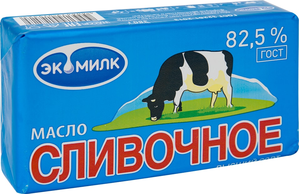 Масло сладко-сливочное Экомилк  82.5% 380г