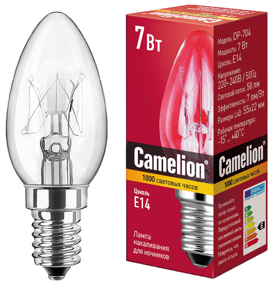 Лампа накаливания Camelion для ночников E14 7Вт