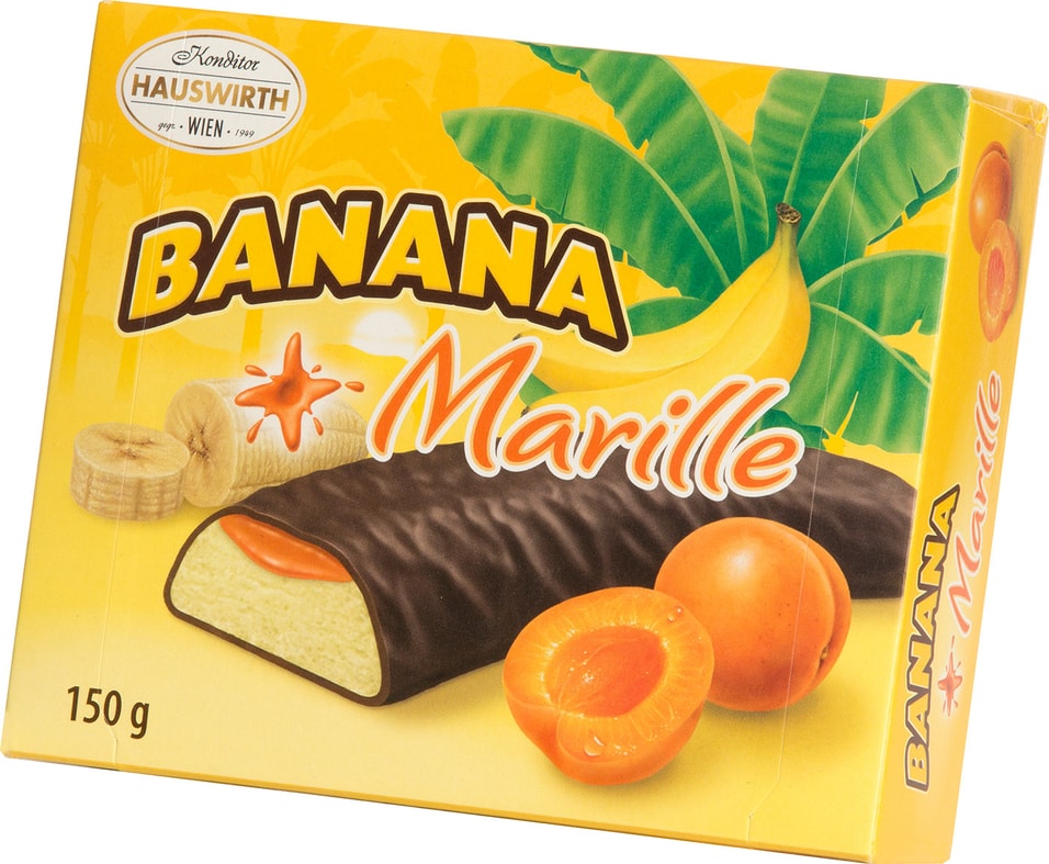 Суфле Hauswirth Банановое шокобананы с абрикосовым джемом в темном шоколаде 150г