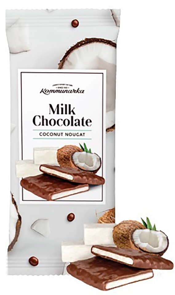 Шоколад молочный Коммунарка Milk Chocolate coconut nougat с кокосовой нугой 80г